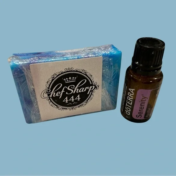 Handcrafted Goat's Milk Soap made with Doterra Serenity & Yarrow Pom 4oz Bar - Picture 4 of 6